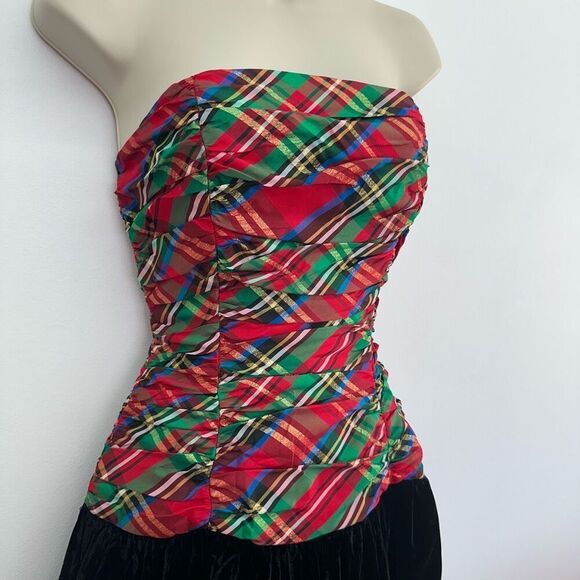 Rimini Saks 5th Avenue 80s Women’s Tartan Plaid Holiday Party Cocktail Dress - Picture 15 of 16